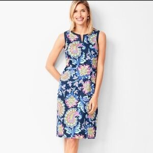 Talbots Blue Paisley Cotton Sleeveless Shift Dress Women's Size 6